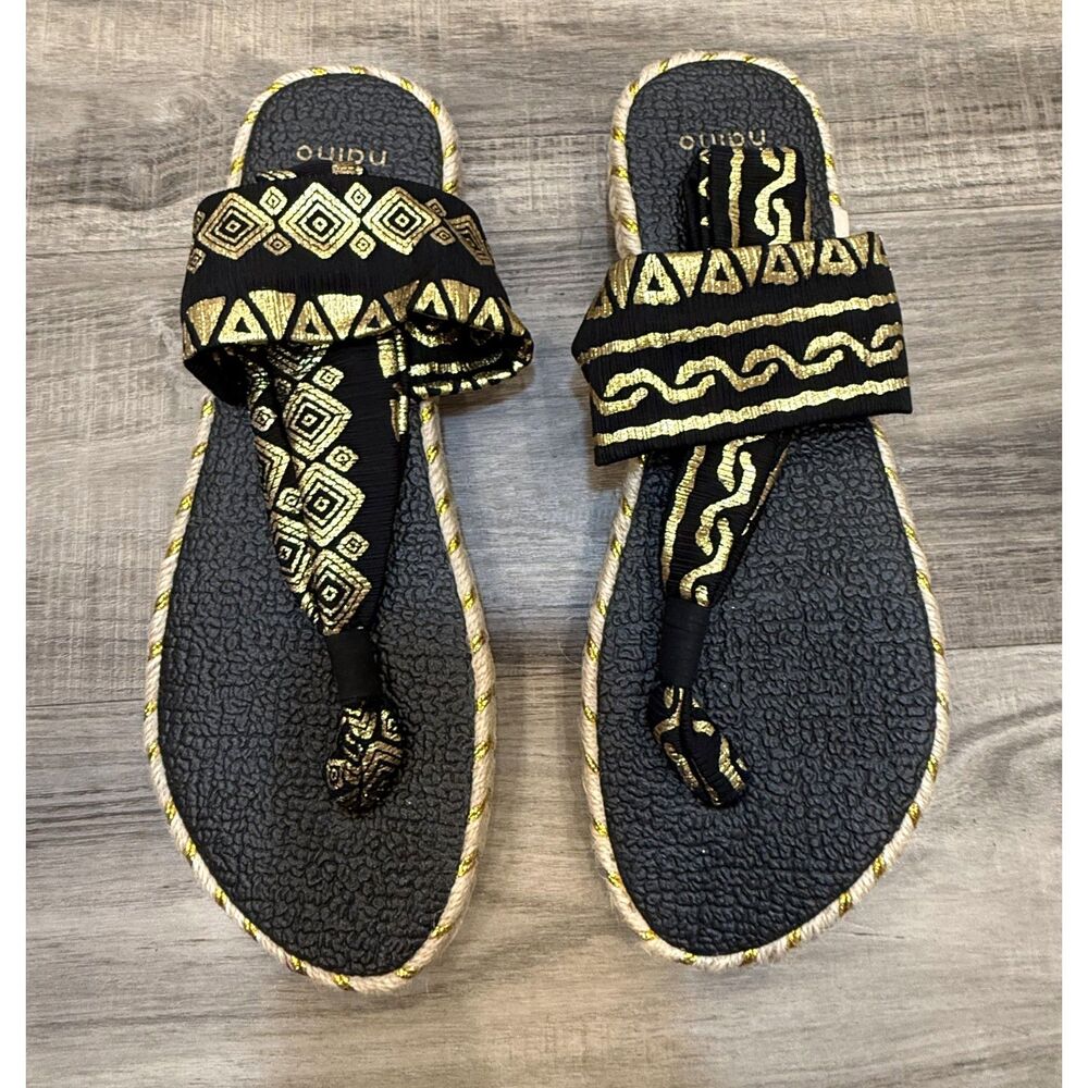 Nalho Women's Sandals NIB Ganika Inka Black Yoga Mat Espadrilles Sz10